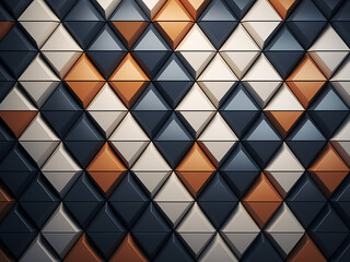 3D illustration depicting wall adorned with triangle-shaped tiles