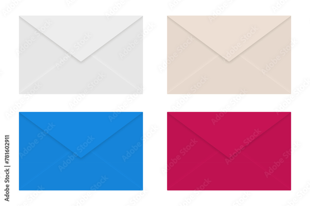 Canvas Prints set of realistic color mail envelopes. folded envelopes mockup isolated on a white background.