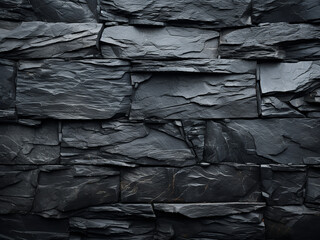 Backdrop features wet black slate stone from a water feature wall - obrazy, fototapety, plakaty