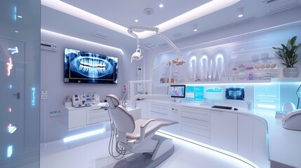 Modern dental consultation room with advanced AI technology