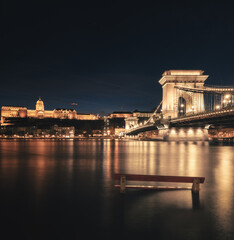 Amazing Chain Bridge, Budapest in sunset