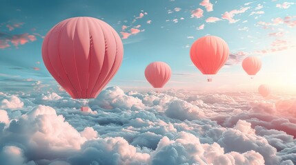 Group of Hot Air Balloons Flying in the Sky
