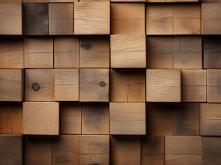 Close-up view of wooden blocks creates an abstract background