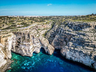 Beautiful Blue Grotto in Malta. Sunny day - 781604925