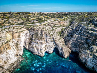 Beautiful Blue Grotto in Malta. Sunny day - 781604931