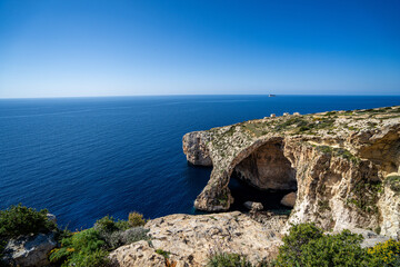 Beautiful Blue Grotto in Malta. Sunny day - 781605132