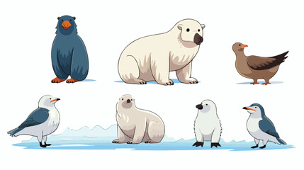 North pole animals in cartoon vector illustration -