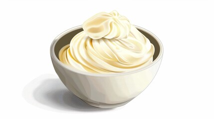 A bowl of vanilla ice cream with a white background. It is seen from the top.