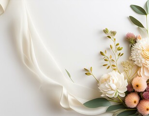An elegant and minimalistic background incorporating a simple floral arrangement, symbolizin