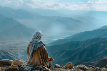 Person Sitting on Mountain Summit