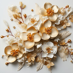 Elegant golden and white floral arrangement design