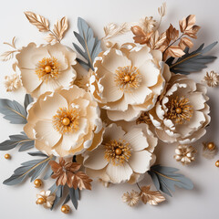 Elegant paper craft flowers in neutral tones arrangement
