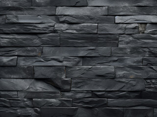 Seamless framing highlights dark gray patterns on black slate stone texture