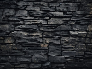 Dark stains mar the backdrop of a rugged stone wall