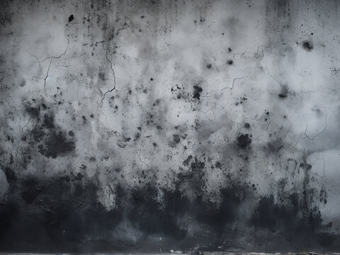 The concrete wall's background is marred by black soot