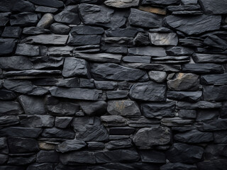 Abstract background of black stone wall texture for black and white design