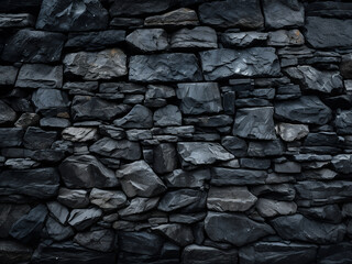 Design-oriented black and white backdrop with abstract black stone wall texture