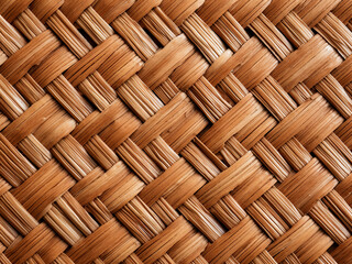 Detailed close-up captures straw mat as background