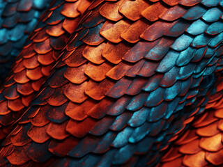 Close-up of an exotic snakeskin pattern, suitable for wallpaper purposes - obrazy, fototapety, plakaty