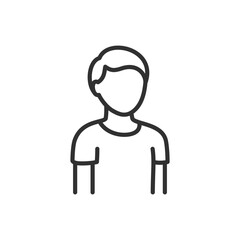 The man in the T-shirt, linear icon. Line with editable stroke