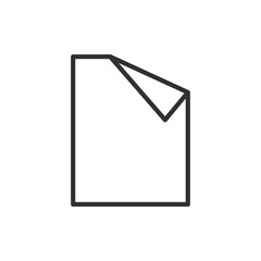 A piece of paper with a folded edge, linear icon. Line with editable stroke