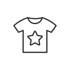 Clothing with a pattern, linear icon. Print picture on a T-shirt. Line with editable stroke