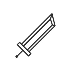Large fantasy sword, linear icon. Line with editable stroke