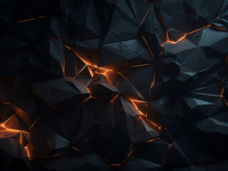 Chaotic polygon surface depicted in dark background - obrazy, fototapety, plakaty