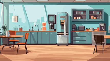 Office kitchen and break room interior vector backg