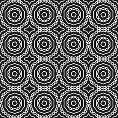 Seamless pattern with decorative round elements. Black and white palette. Vector illustration