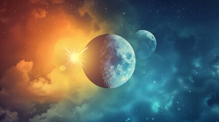 A picture of day and night. The sun is out during the day, and the moon is out at night. The icon shows the sun and moon together.