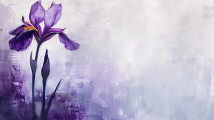 Purple Iris Flower Brush Strokes Acrylic Painting Background Banner Canvas Texture