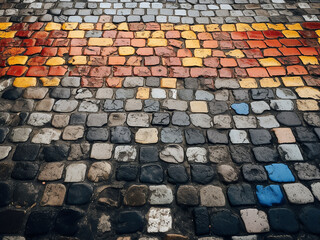 Colors and patterns on abstract pavement in South African street