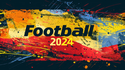 Eye-catching Euro 2024 collage featuring dynamic paint splatter and football-themed typography, ideal for promoting sports events