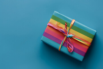 rainbow gift box with ribbon