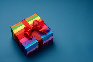 rainbow gift box with ribbon