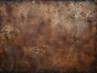 Background featuring brown patina stains on old rusty metal - obrazy, fototapety, plakaty