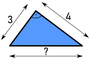 A practice example for calculating the prefix of a right-angled triangle using the Pythagorean theorem - obrazy, fototapety, plakaty