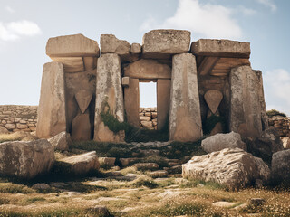 Malta Island's prehistoric temple showcases megalithic wall structures - obrazy, fototapety, plakaty