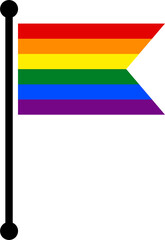 LGBT flagpole, pride rainbow flag map pointer layout