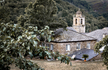 Romanesque Church of Santiago in Triacastela, province of Lugo, Galicia, Spain