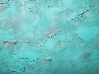 Grainy plaster wall exhibits turquoise texture