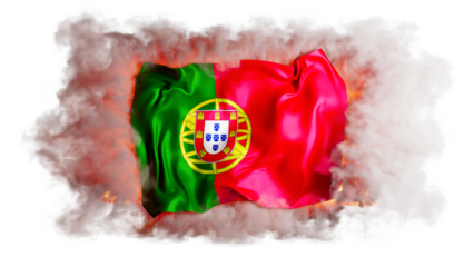 Portuguese Flag Cresting the Smoky Tempest, Emblematic of Navigational Prowess and Heritage