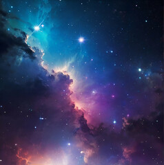 A view of the galaxy, with shooting stars, cosmos and different planets, colors and nebulas
