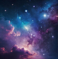 A view of the galaxy, with shooting stars, cosmos and different planets, colors and nebulas