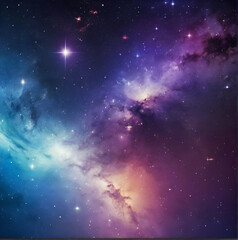 Obraz premium A view of the galaxy, with shooting stars, cosmos and different planets, colors and nebulas