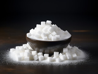 Fototapeta na wymiar Background of white sugar, offering copy space for natural sweeteners