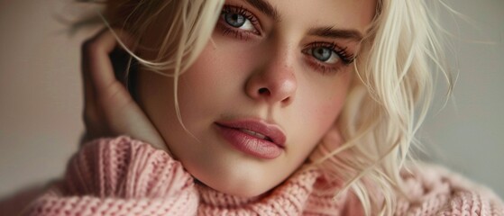 Fototapeta premium A portrait of a young blonde woman with captivating eyes