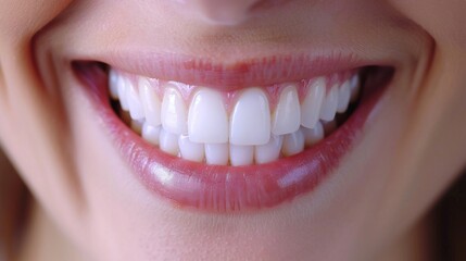 Extreme close-up of a bright, white perfect smile