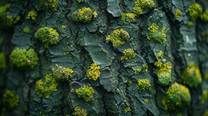 Tree bark. Moss on tree bark. Tree bark texture. The material is bark. - obrazy, fototapety, plakaty